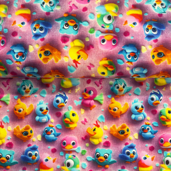 Jersey coton imprimé 3D - Les petits oiseaux chanteurs