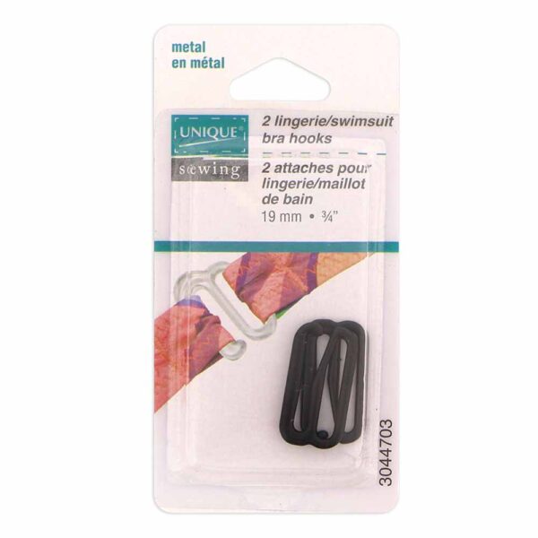 Crochets de bretelle pour lingerie/maillot de bain UNIQUE SEWING noir - 19mm (3⁄4″) - 2mcx