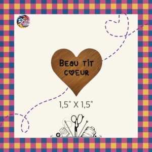 Étiquette à coudre - Beau tit coeur - 1,5" X 1,5"