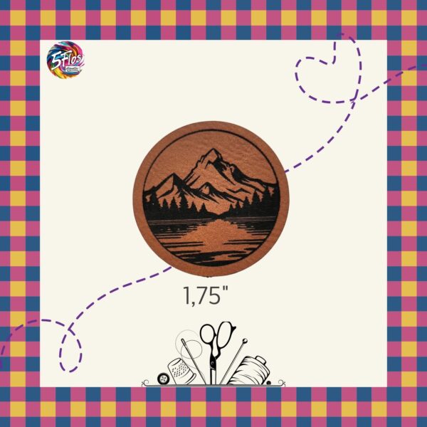 Étiquette à coudre - Montagne sur le lac - 1.75" X 1.75"