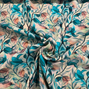 Sergé de viscose  Brume florale – Doux vert menthe