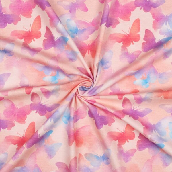 Jersey coton Ballet de papillon - Voile de rose