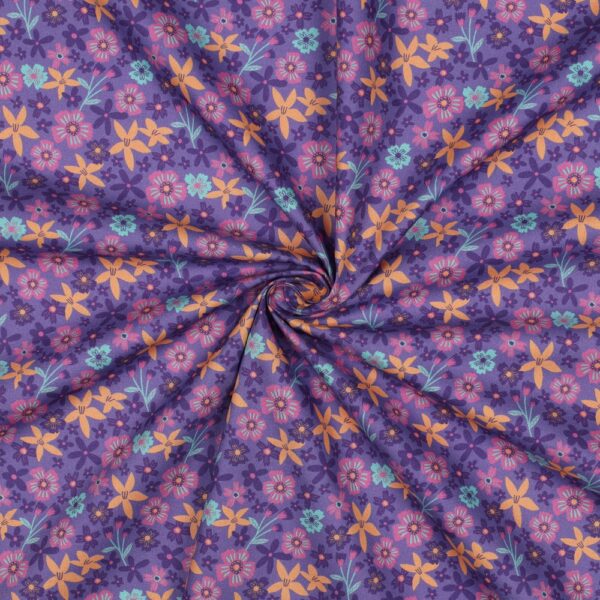 Popeline de coton Bouquet d'été - Violet