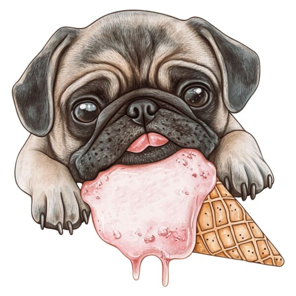 Transfert DTF - Pug glacé - 6-1/2" X 6-1/2"