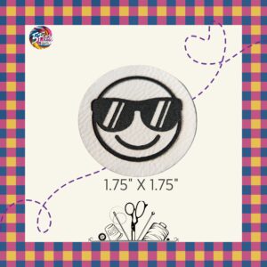 Étiquette à coudre - Smiley lunette soleil - 1.75" X 1.75"