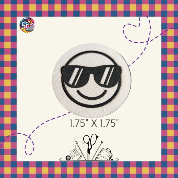 Étiquette à coudre - Smiley lunette soleil - 1.75" X 1.75"