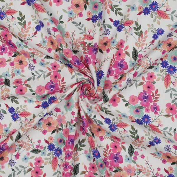 Sergé de viscose lurex - Jardins d'été - Blanc