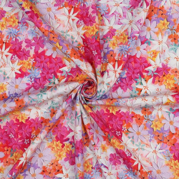 Sergé de viscose - Explosion de fleurs - Rose