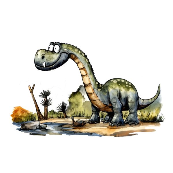 Transfert DTF - Diplodocus rigolo - 6" X 3,75"