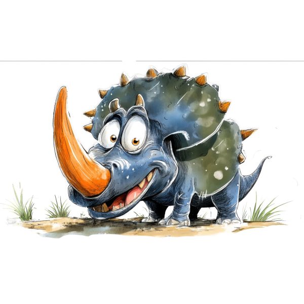 Transfert DTF - Tricératops rigolo - 6" X 3,75"