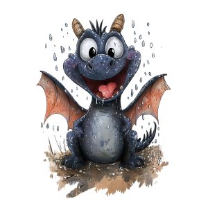 Transfert DTF - Petit dragon violet - 4,5" X 6"