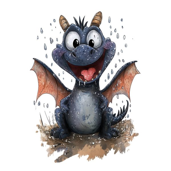 Transfert DTF - Petit dragon violet - 4,5" X 6"