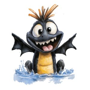 Transfert DTF - Dragon jaune éclaboussé - 4,5" X 6"