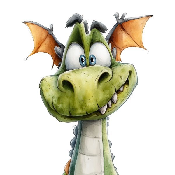 Transfert DTF - Dragon vert curieux - 4,5" X 6"