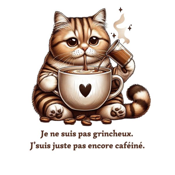 Transfert DTF - Pas grincheux, juste pas caféiné - 7" X 7"