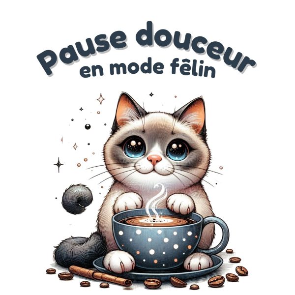 Transfert DTF - Pause douceur féline - 7" X 7"