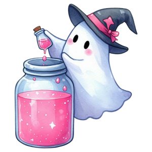 Transfert DTF - Fantôme Potion rose - 6" X 6"