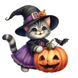 Transfert DTF - Chat sorcier - 6" X 6"