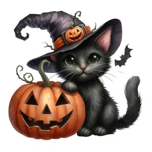 Transfert DTF - Chaton d'Halloween - 6" X 6"
