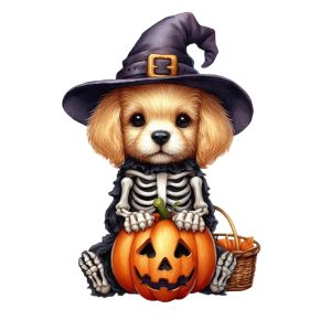 Transfert DTF - Chiot squelette - 6" X 6"