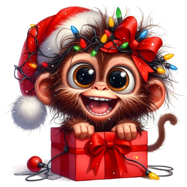 Transfert DTF - Petit singe surprise - 6" X 6"