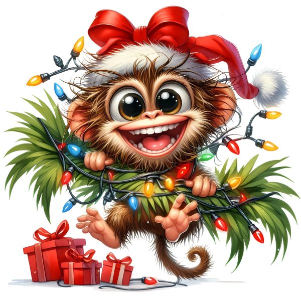 Transfert DTF - Petit singe lumineux - 6" X 6"
