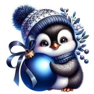 Transfert DTF - Pingouin amoureuses de noël - 6" X 6"