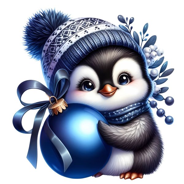 Transfert DTF - Pingouin amoureuses de noël - 6" X 6"