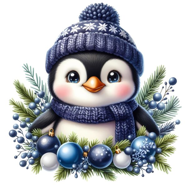 Transfert DTF - Pingouin guirlande - 6" X 6"