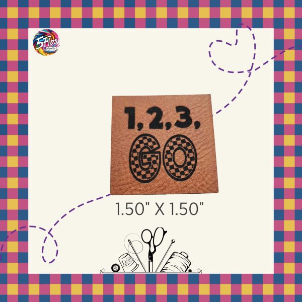 Étiquette à coudre - 1,2,3 GO - 1,5" X 1,5"