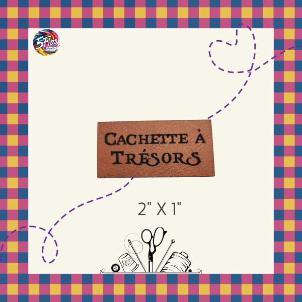 Étiquette à coudre - Cachette à trésors - 2" X 1"