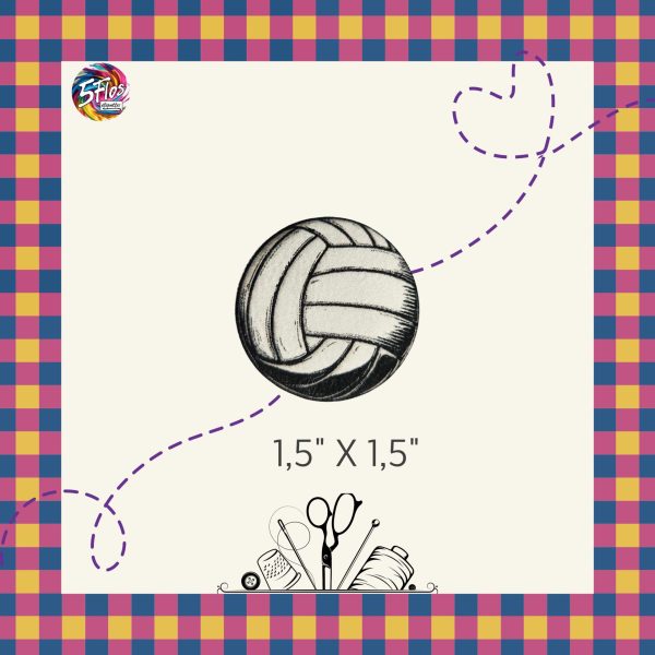 Étiquette à coudre - Ballon Volleyball - 1,5" X 1,5"