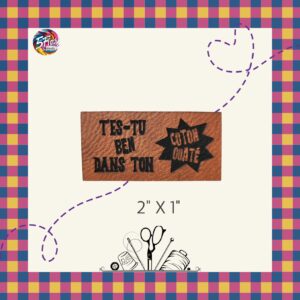 Étiquette à coudre - T'es-tu ben dans ton coton ouaté - 2" X 1"