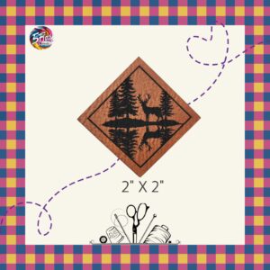Étiquette à coudre - Cerf en forêt - 2" X 2"