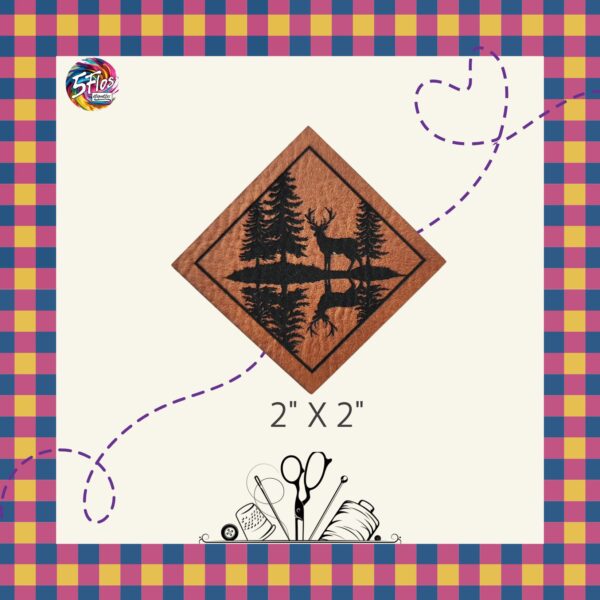 Étiquette à coudre - Cerf en forêt - 2" X 2"