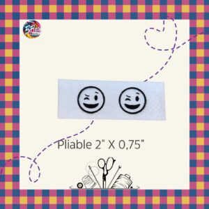 Étiquette à coudre pliable - Smiley clin d'oeil - 2" X 0,75"