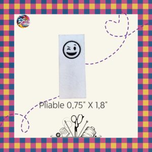 Étiquette à coudre pliable - Smiley clin d'oeil - 0,75" X 1,80"