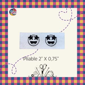 Étiquette à coudre pliable - Smiley yeux étoiles - 2" X 0,75"