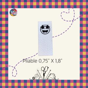 Étiquette à coudre pliable - Smiley yeux étoiles - 0,75" X 1,80"