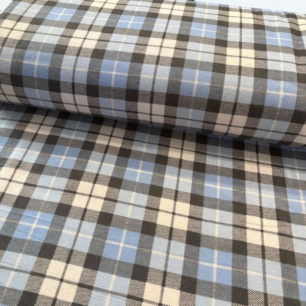 Flanelle Carreaux bleu glacier