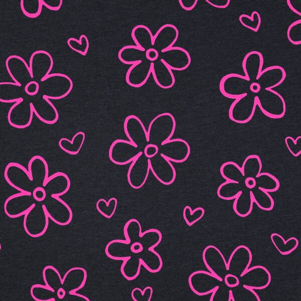 Jersey Coton mélangé  - Fleurs & Cœurs Pop Bleu chiné
