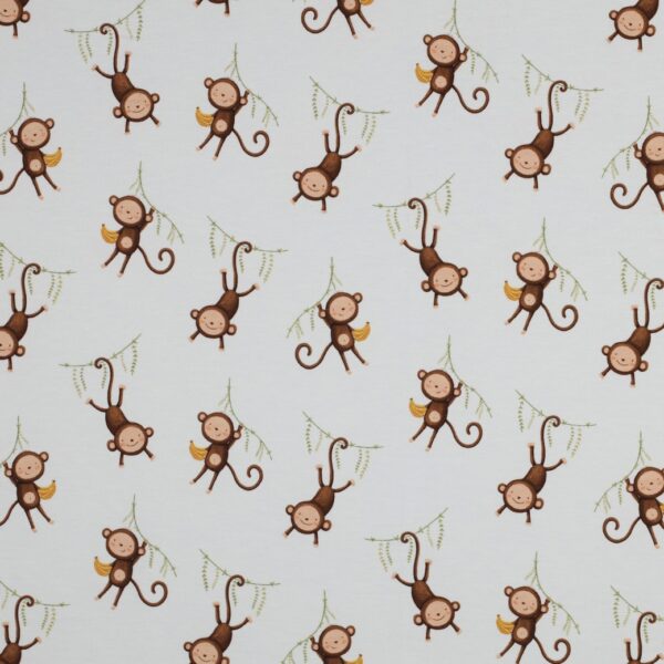 Jersey coton Petits Singes Malicieux - Blanc