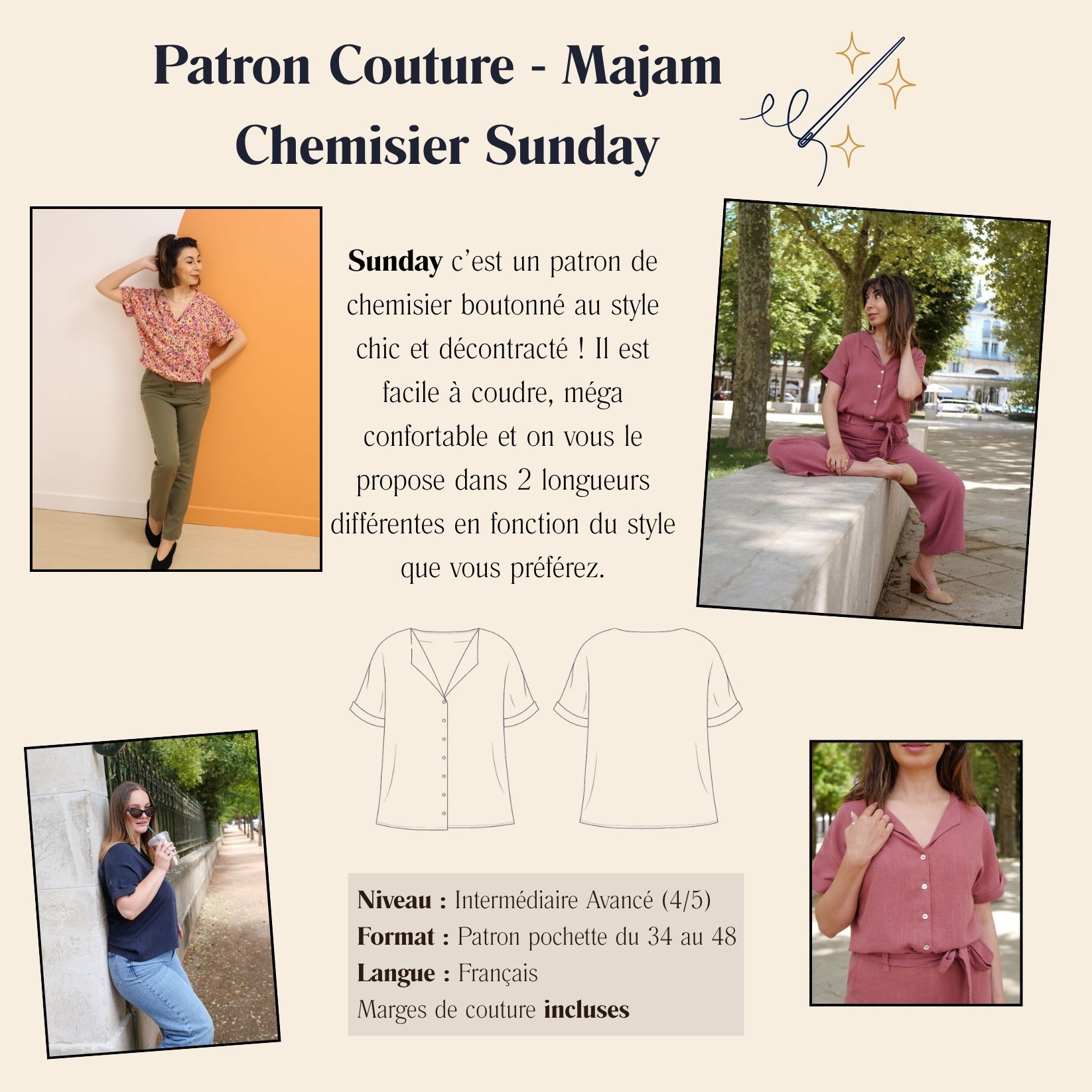Patron Couture - Majam - Chemisier Sunday