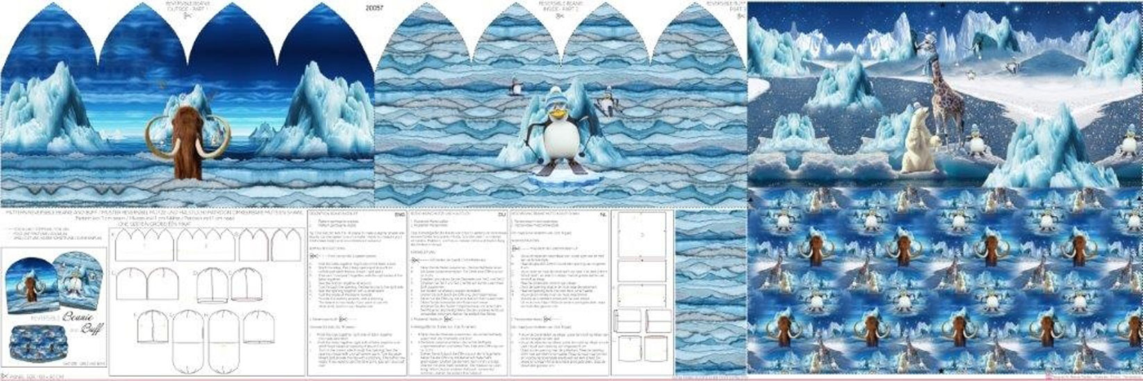 Panneau French Terry “Aventure polaire” – Tuque et cache-cou réversibles – Image 2