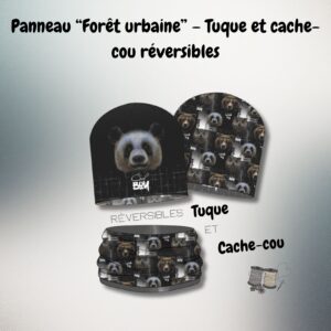 Panneau French Terry Forêt urbaine – Tuque et cache-cou réversibles