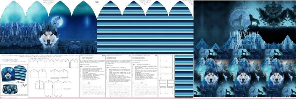 Panneau French Terry “Loup des neiges” – Tuque et cache-cou réversibles – Image 2