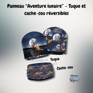 Panneau French Terry “Aventure lunaire” – Tuque et cache-cou réversibles