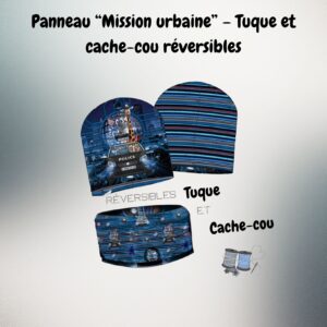 Panneau French Terry “Mission urbaine” – Tuque et cache-cou réversibles