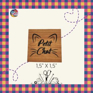 Étiquette à coudre - Petit chat - 1,5" X 1,5"