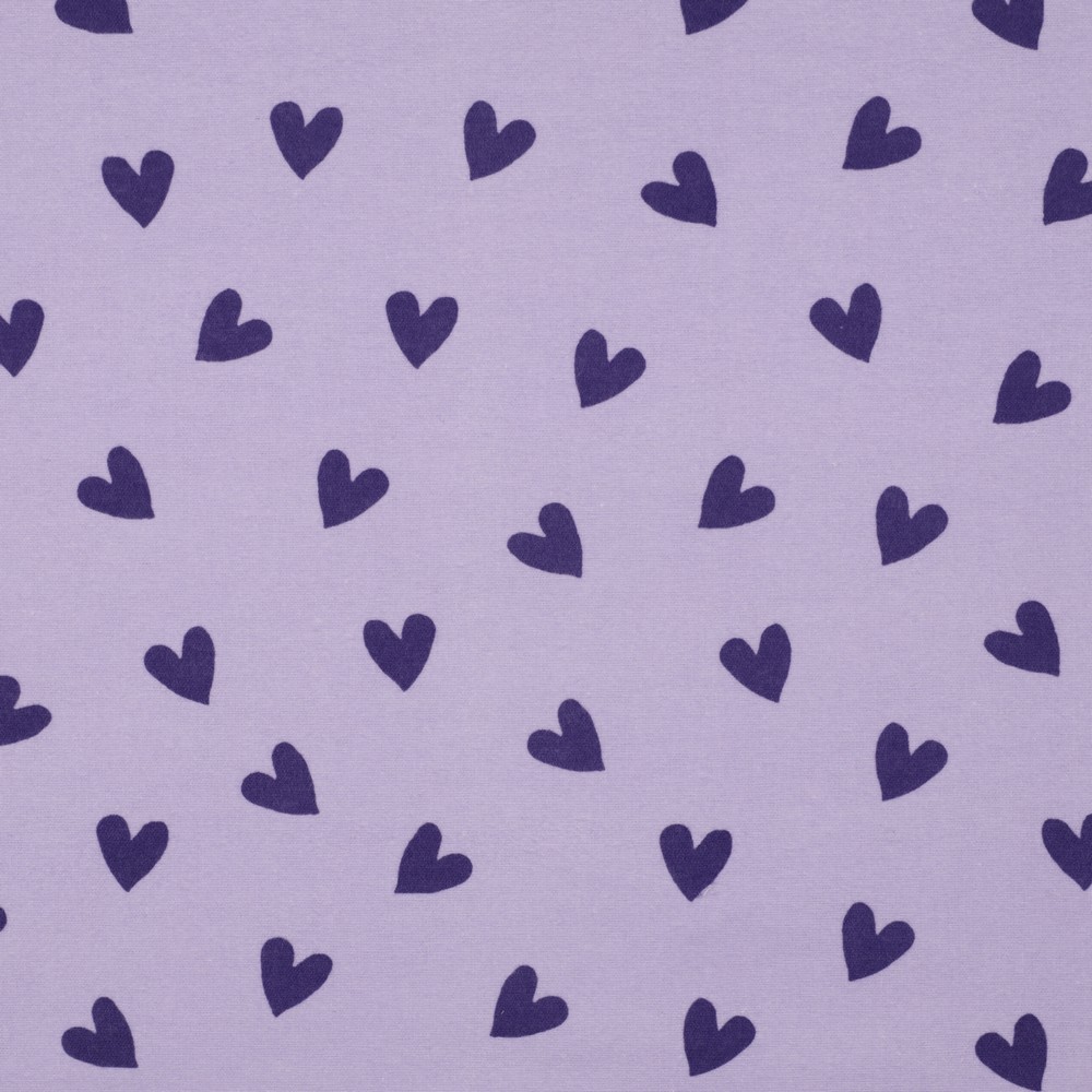 Flanelle Petits Cœurs – Lavande & Prune